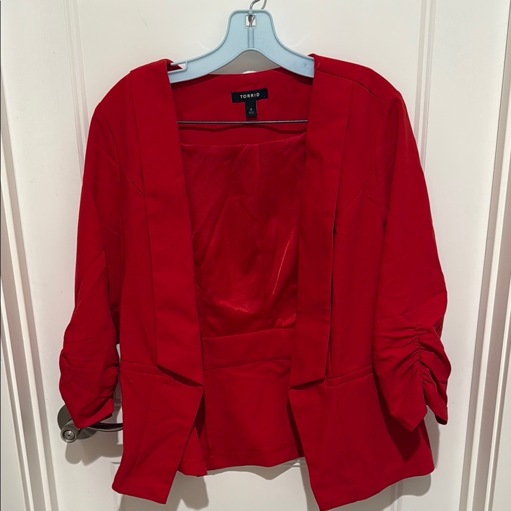 Torrid plus 0 bright red blazer jacket lightweight
